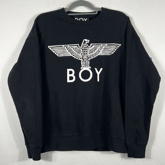 🔥 BOY LONDON Designer Black Eagle Graphic Crewneck Sweatshirt Unisex Sz Lg  -EU - Picture 1 of 11